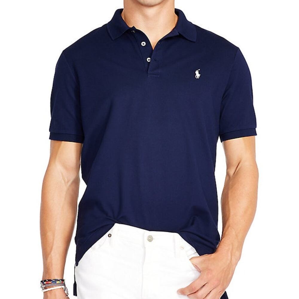 Polo Ralph Lauren Men's RL French Navy Custom Fit Stretch Mesh Polo Shirt Large